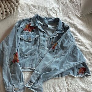 Urban Outfitters embroidered crop Jean jacket